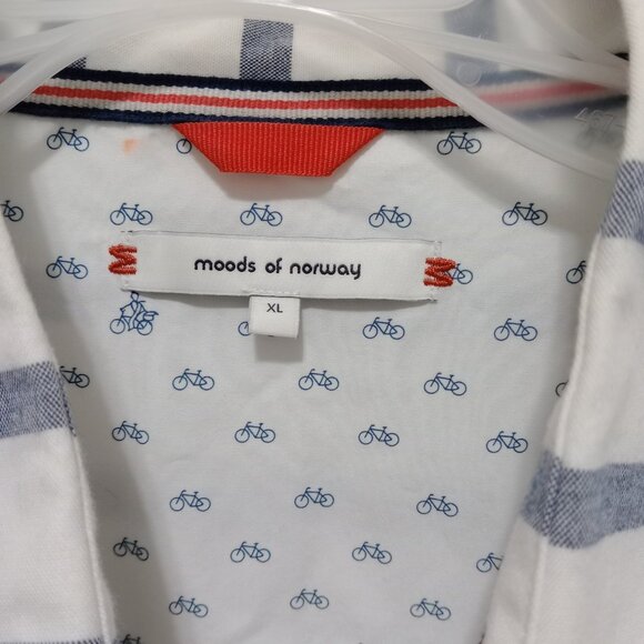 Moods Of Norway Men's White/Gray Striped Short Sleeve Button Front Shirt Size XL - Picture 4 of 7